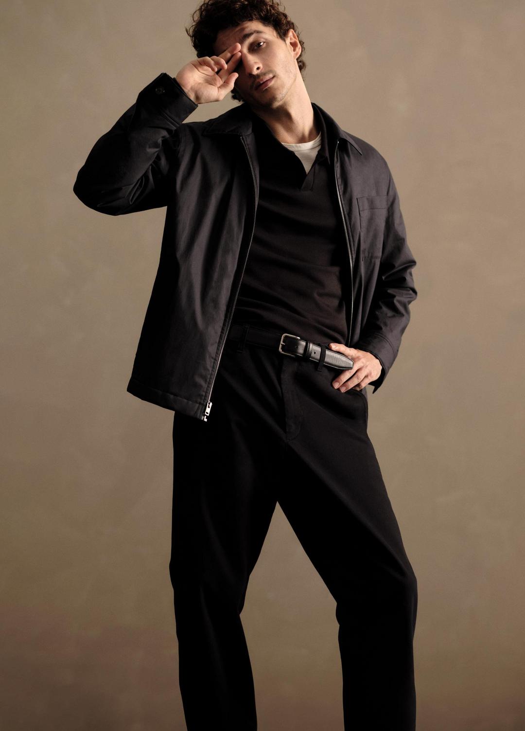 VINCE | Louie Relaxed Stretch-Cotton Pant in Trousers - BLACK