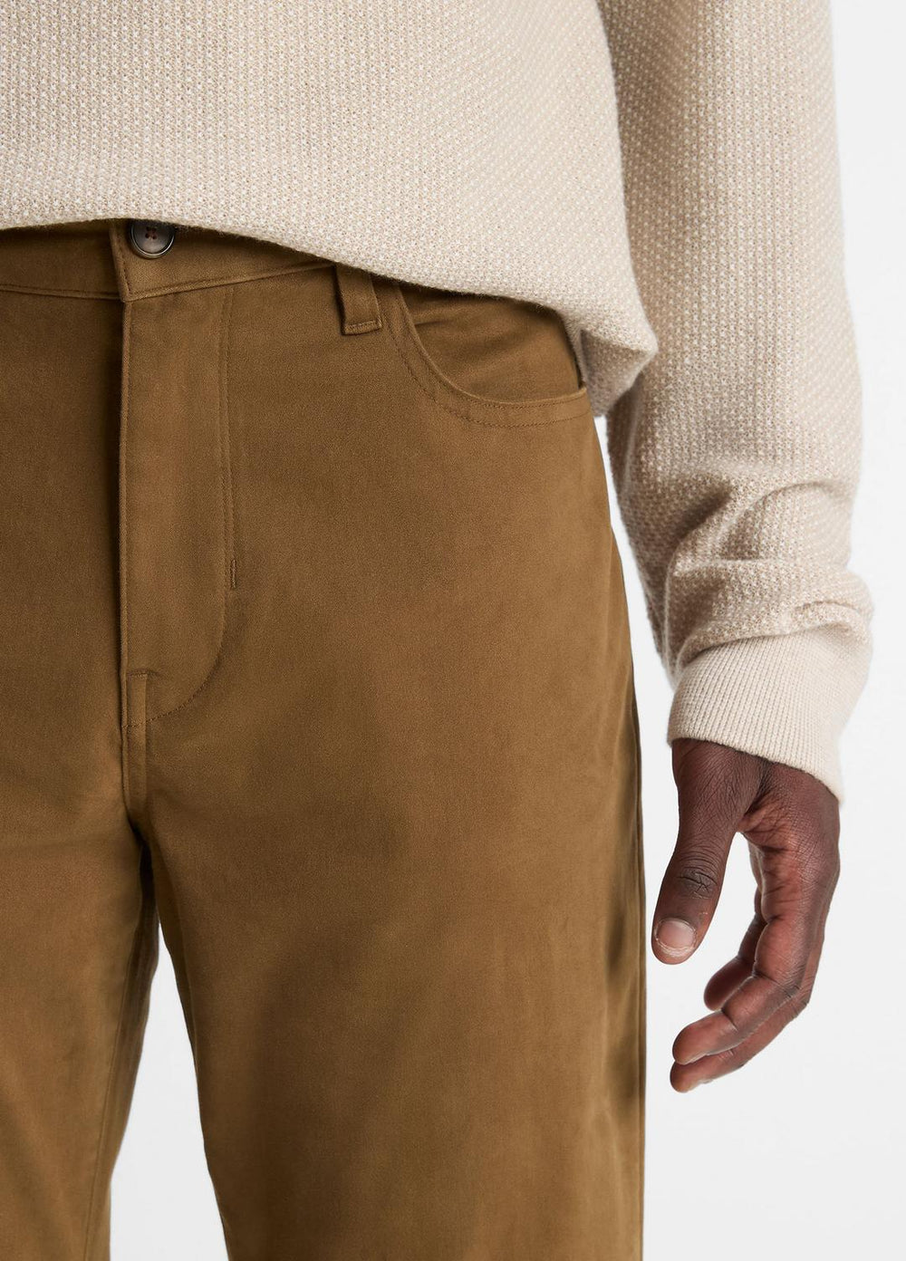 VINCE | Dylan Slim 5-Pocket Peached Stretch-Cotton Pant in Trousers - LIGHT HIGHLANDS