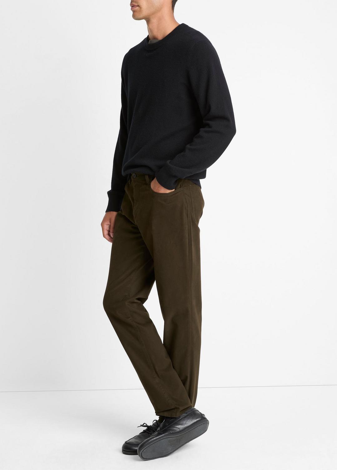VINCE | Dylan Slim 5-Pocket Peached Stretch-Cotton Pant in Trousers - DARK LEAF