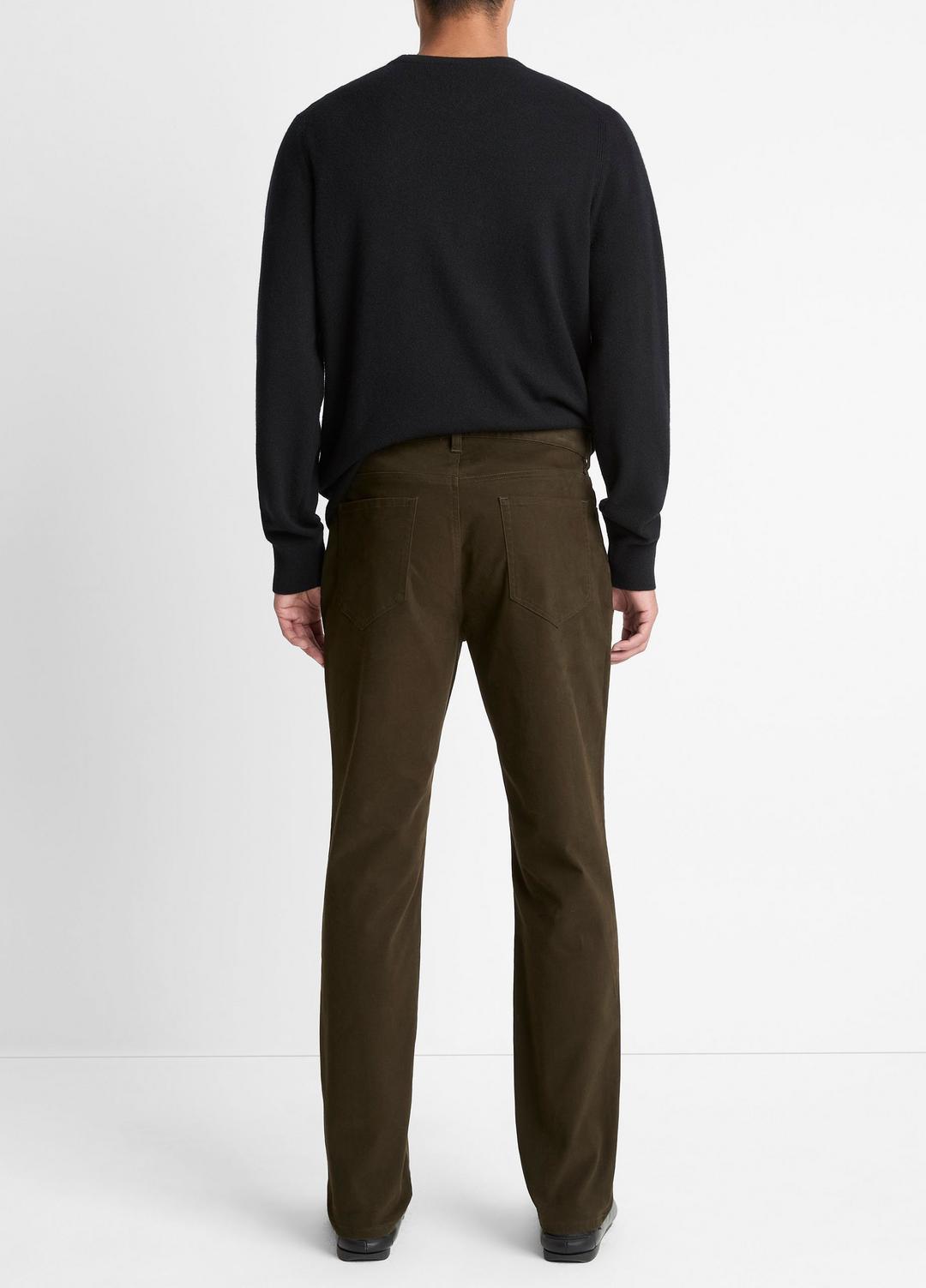 VINCE | Dylan Slim 5-Pocket Peached Stretch-Cotton Pant in Trousers - DARK LEAF
