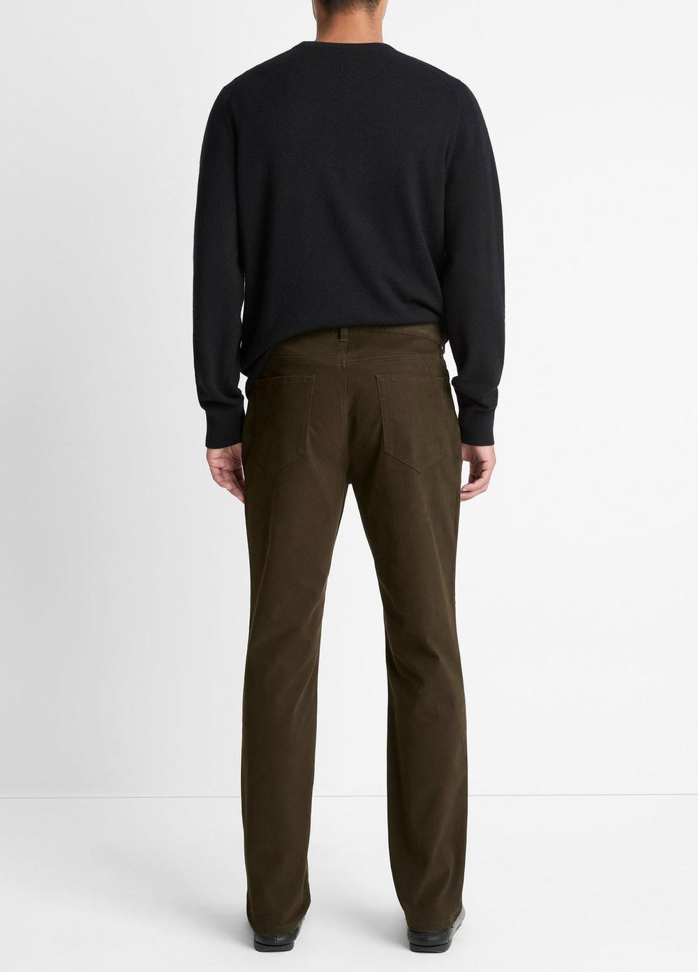 VINCE | Dylan Slim 5-Pocket Peached Stretch-Cotton Pant in Trousers - DARK LEAF