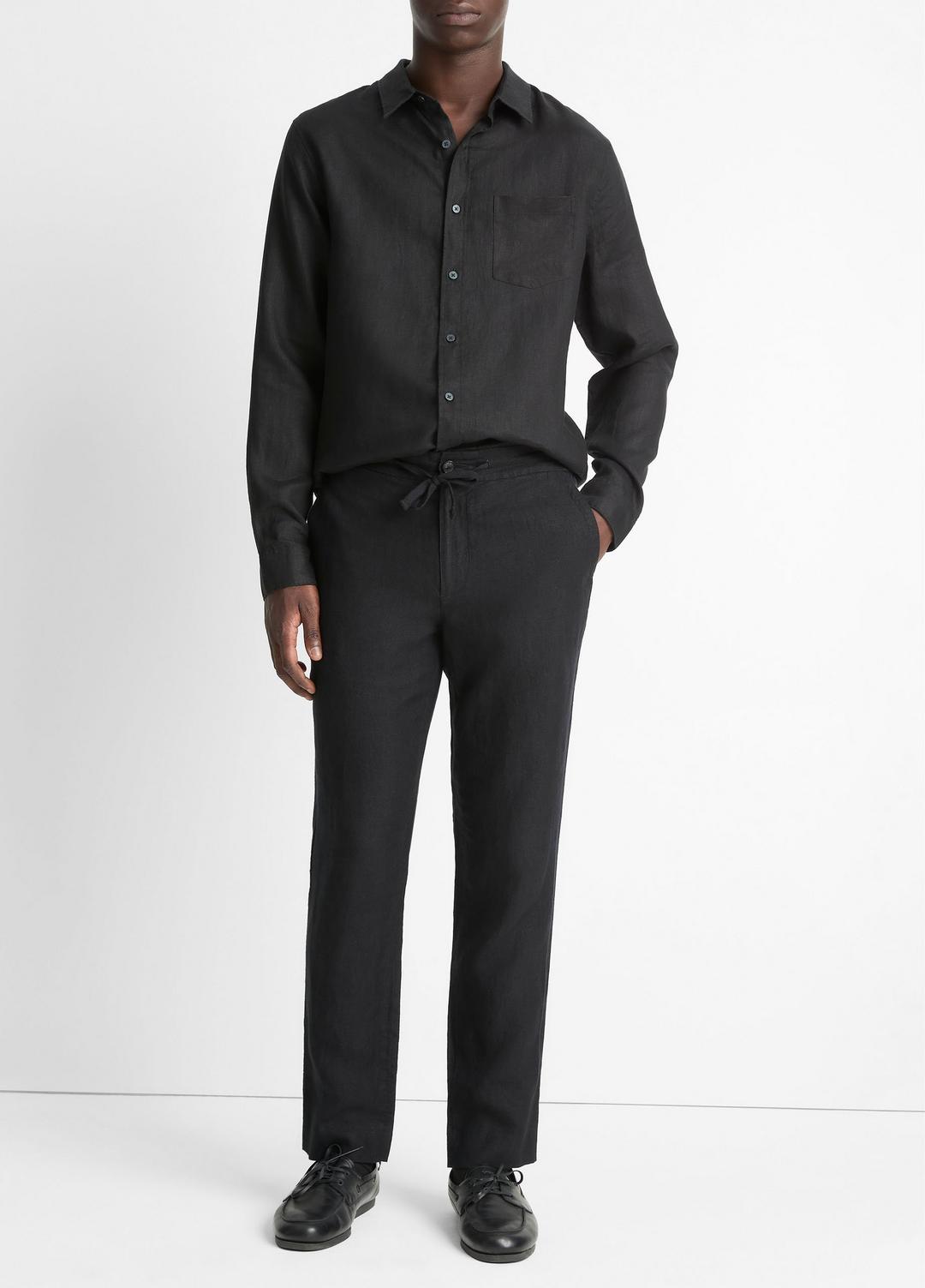 VINCE | Lightweight Hemp Pant in Trousers - BLACK
