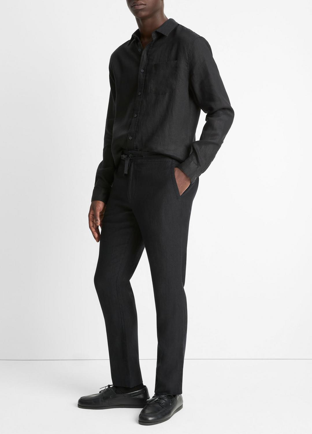 VINCE | Lightweight Hemp Pant in Trousers - BLACK