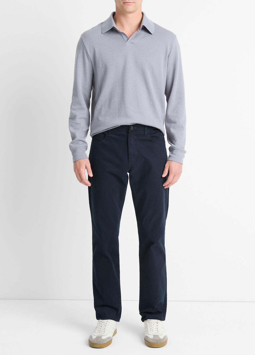 VINCE | Dylan Slim 5-Pocket Peached Stretch-Cotton Pant in Trousers - COASTAL BLUE