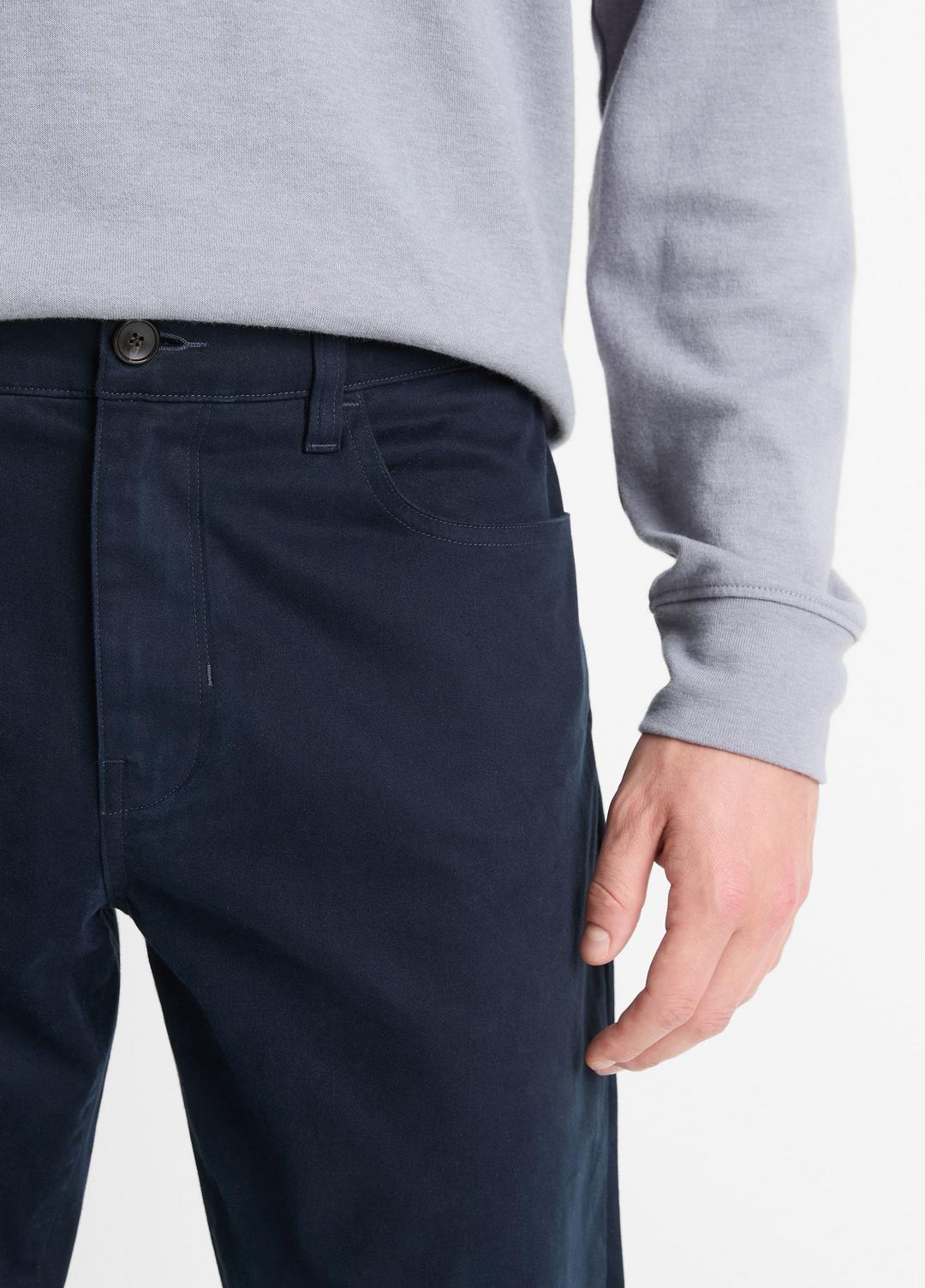 VINCE | Dylan Slim 5-Pocket Peached Stretch-Cotton Pant in Trousers - COASTAL BLUE