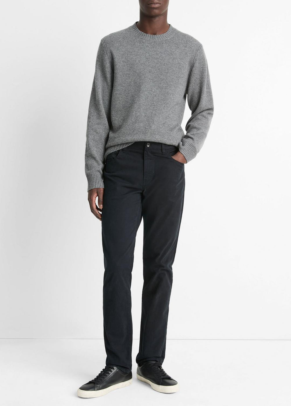 VINCE | Dylan Slim 5-Pocket Peached Stretch-Cotton Pant in Trousers - BLACK