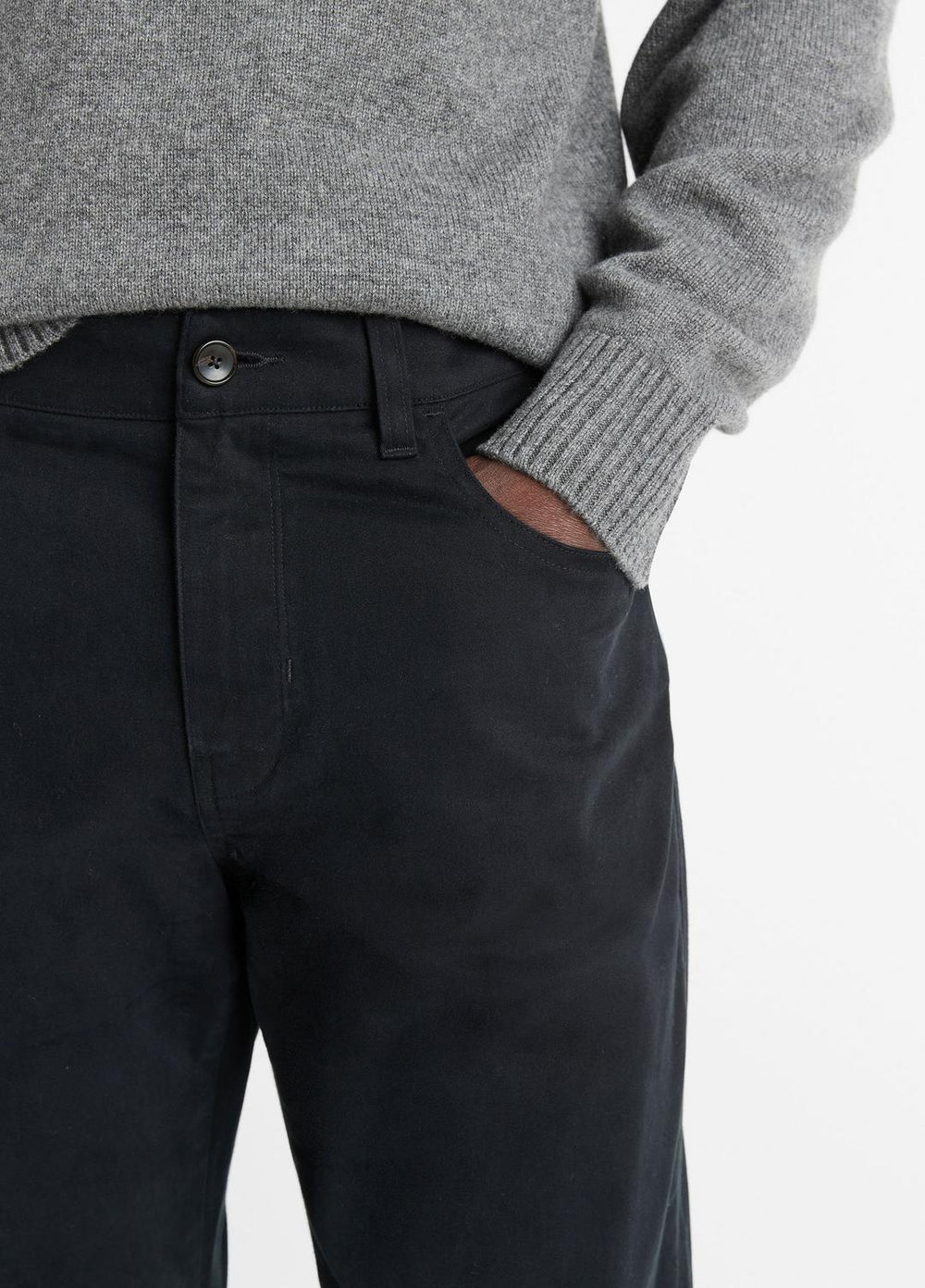 VINCE | Dylan Slim 5-Pocket Peached Stretch-Cotton Pant in Trousers - BLACK