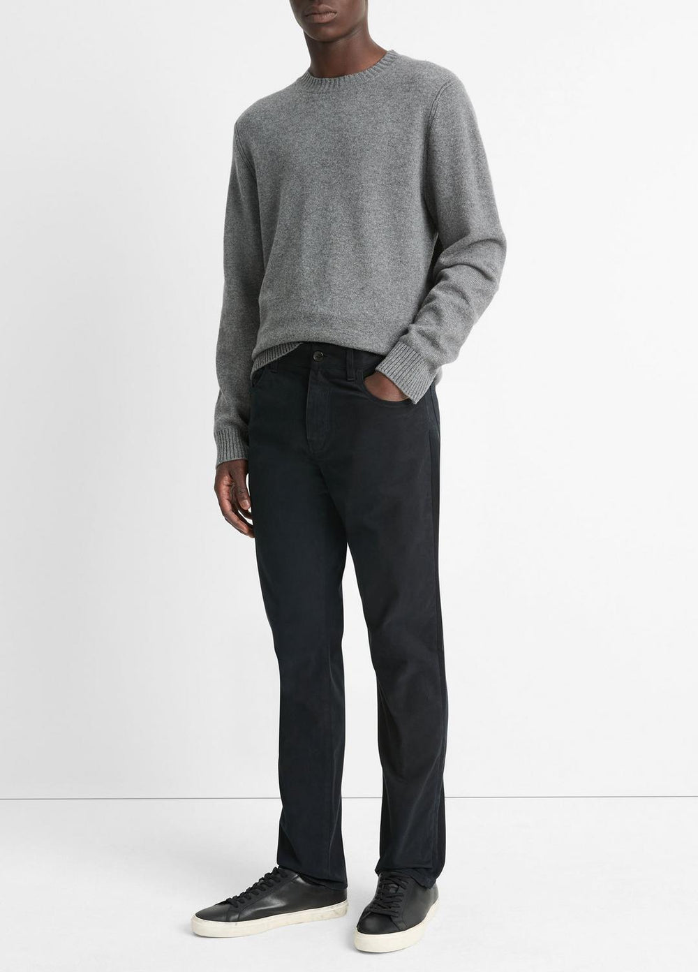 VINCE | Dylan Slim 5-Pocket Peached Stretch-Cotton Pant in Trousers - BLACK