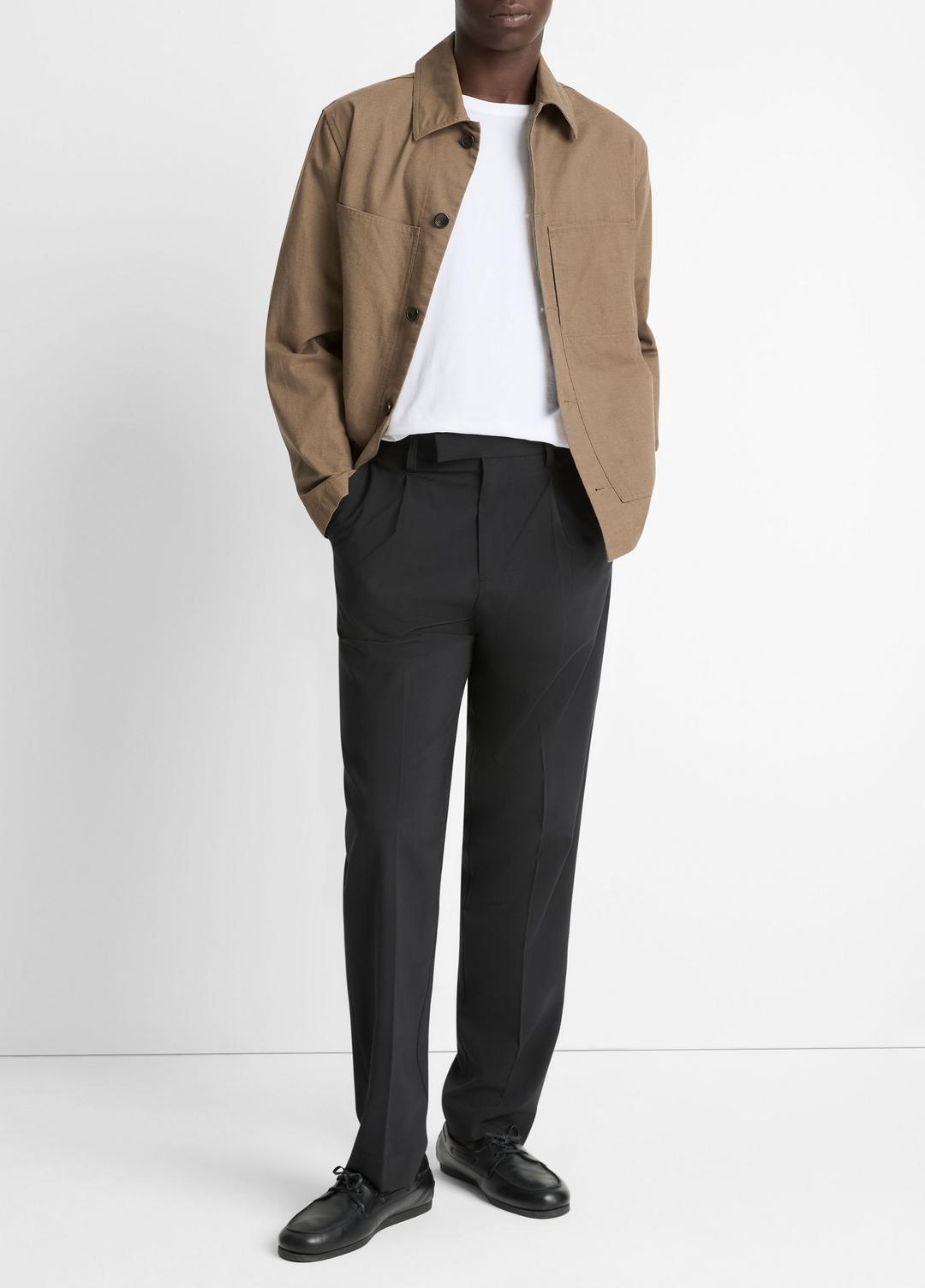 VINCE | Louie Relaxed Pleated Trouser in Trousers - BLACK