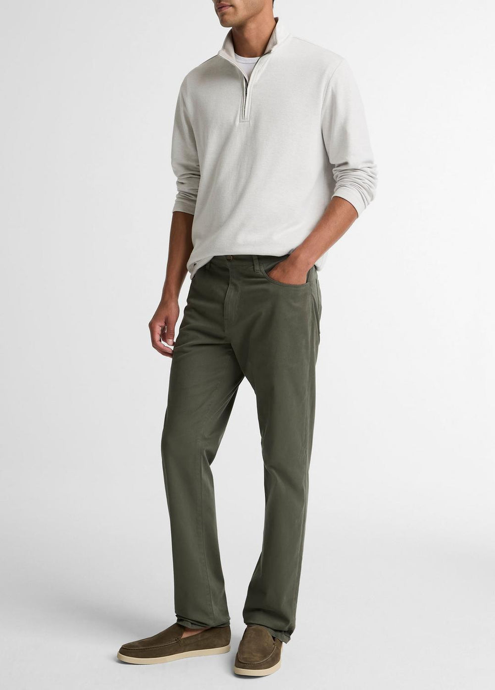 VINCE | Dylan Slim 5-Pocket Cotton Sateen Pant in Trousers - SYCAMORE