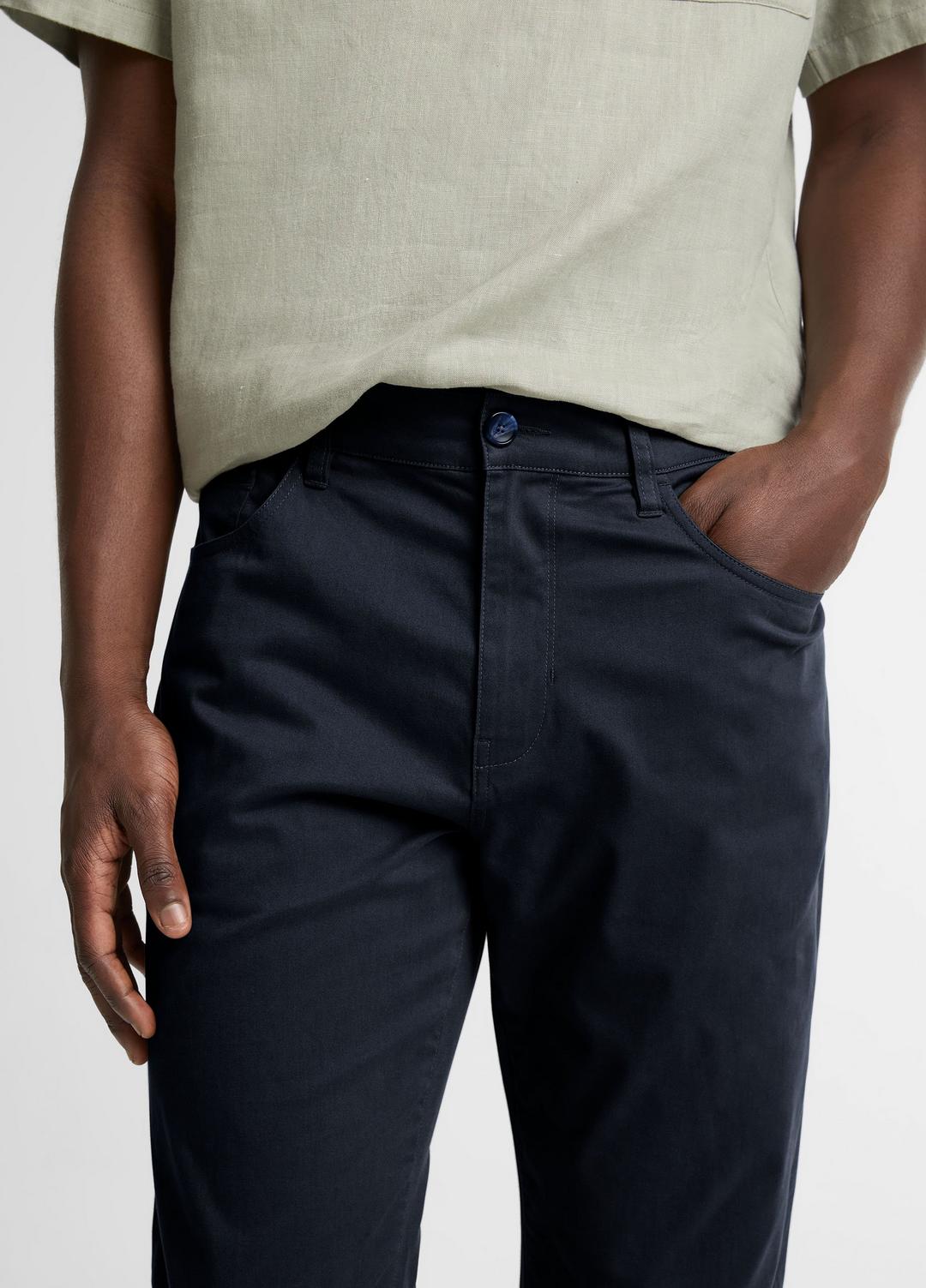 VINCE | Dylan Slim 5-Pocket Cotton Sateen Pant in Trousers - COASTAL BLUE