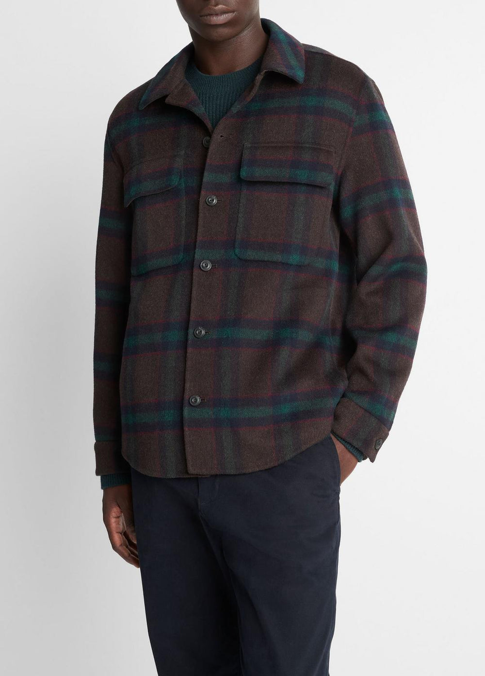 VINCE | Plaid Splittable Wool-Blend Shirt Jacket in Shirt Jackets - COASTAL COUNTRY RACER