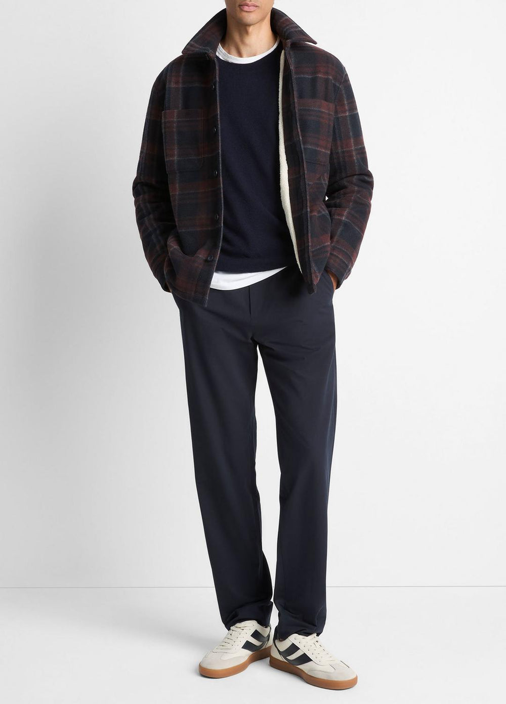 VINCE | Sherpa-Lined Plaid Shirt Jacket in Shirt Jackets - COASTAL COMBO