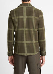 VINCE | Plaid Cotton-Blend Shirt Jacket in Shirt Jackets - DARK LEAF COMBO