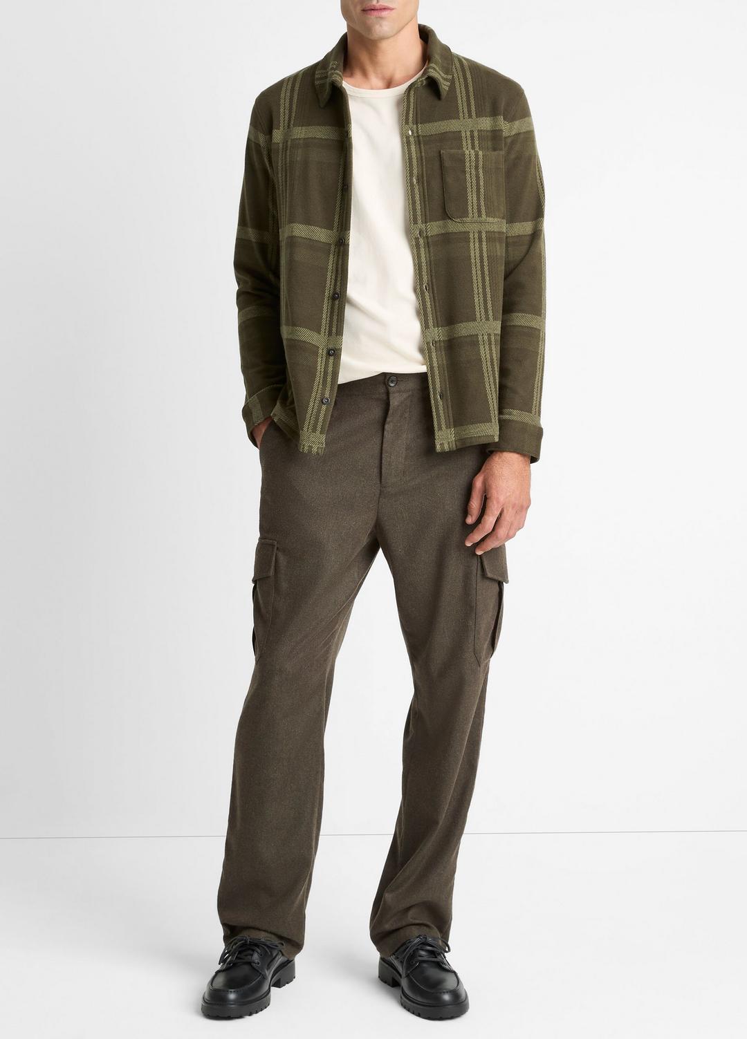VINCE | Plaid Cotton-Blend Shirt Jacket in Shirt Jackets - DARK LEAF COMBO