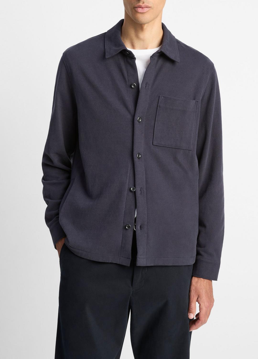 VINCE | Heavy Sueded Cotton Shirt Jacket in Shirt Jackets - COASTAL BLUE