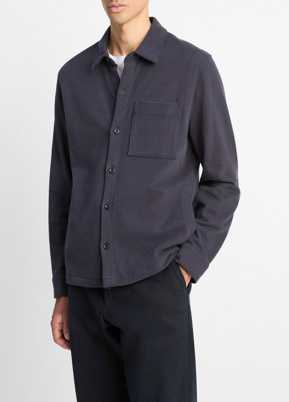 VINCE | Heavy Sueded Cotton Shirt Jacket in Shirt Jackets - COASTAL BLUE