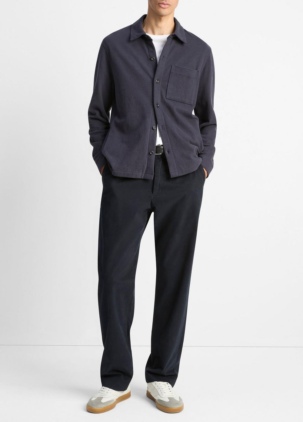 VINCE | Heavy Sueded Cotton Shirt Jacket in Shirt Jackets - COASTAL BLUE