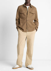 VINCE | Double-Knit Cotton-Blend Piqué Shirt Jacket in Shirt Jackets - HIGHLANDS/MEDIUM HEATHER GREY