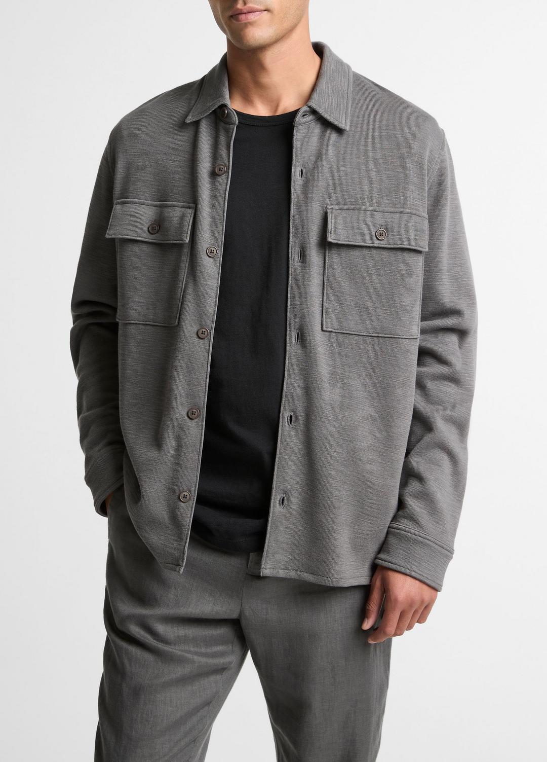 VINCE | Double-Slub Cotton-Blend Shirt Jacket in Jackets - SLATE