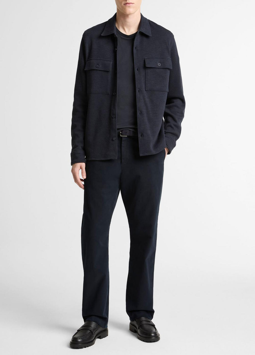 VINCE | Double-Slub Cotton-Blend Shirt Jacket in Jackets - COASTAL BLUE