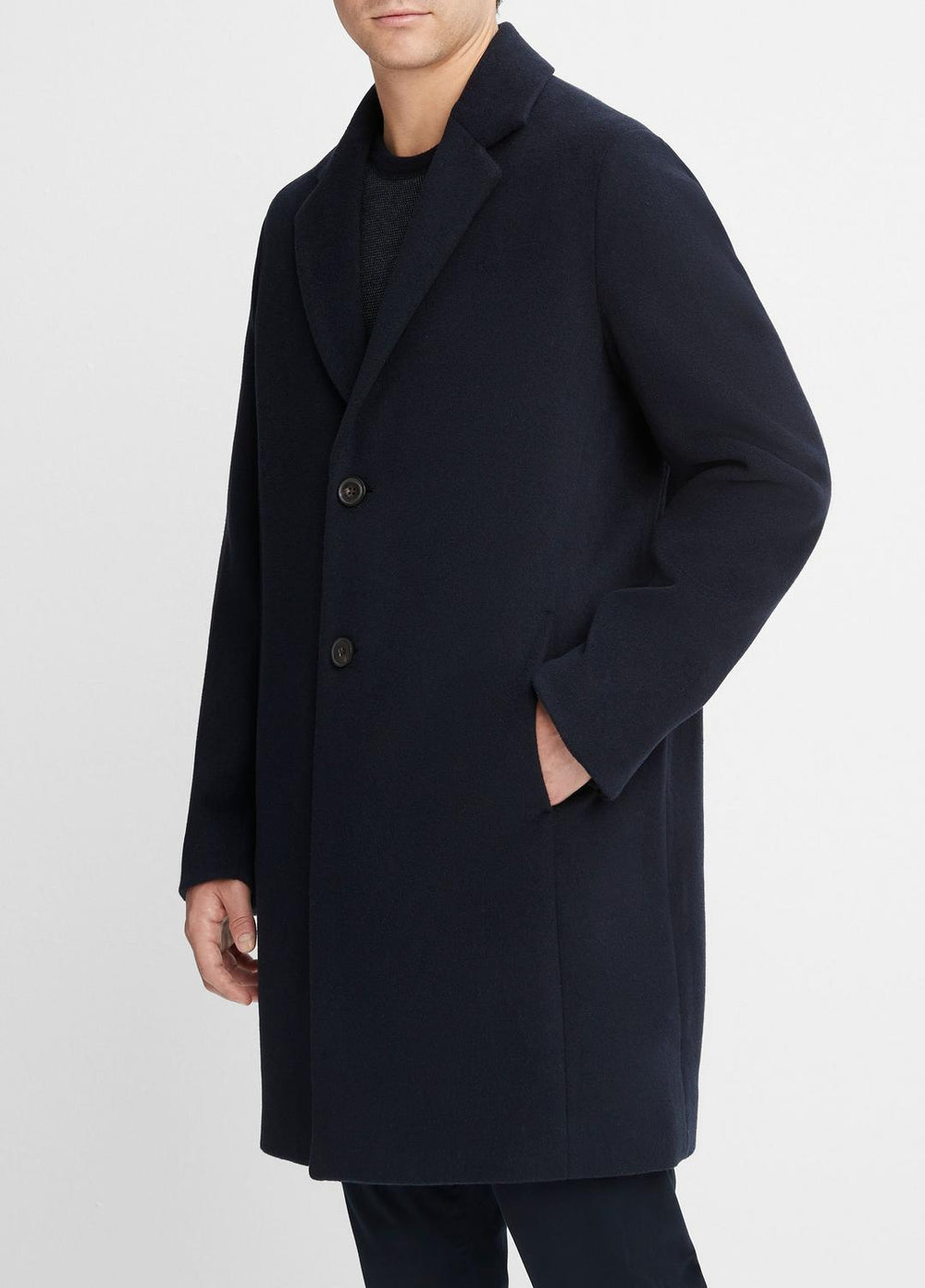 VINCE | Classic Italian Wool-Blend Coat in Jackets & Outerwear - COASTAL BLUE