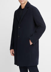 VINCE | Classic Italian Wool-Blend Coat in Jackets & Outerwear - COASTAL BLUE