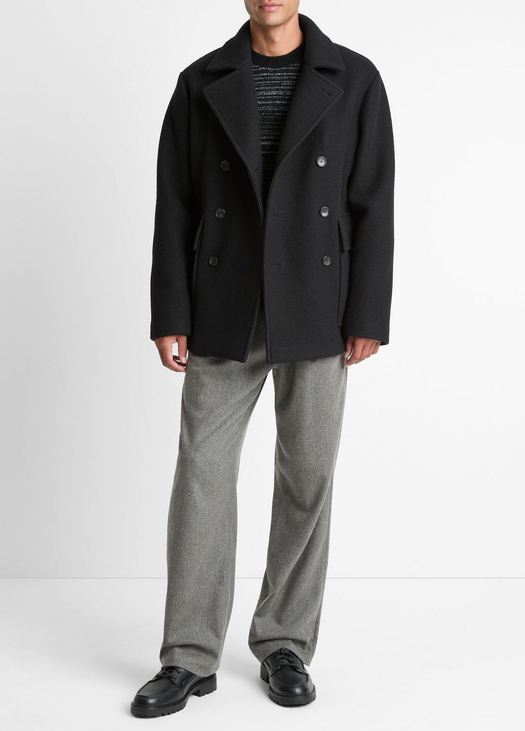 VINCE | Italian Wool-Blend Peacoat in Coats - BLACK