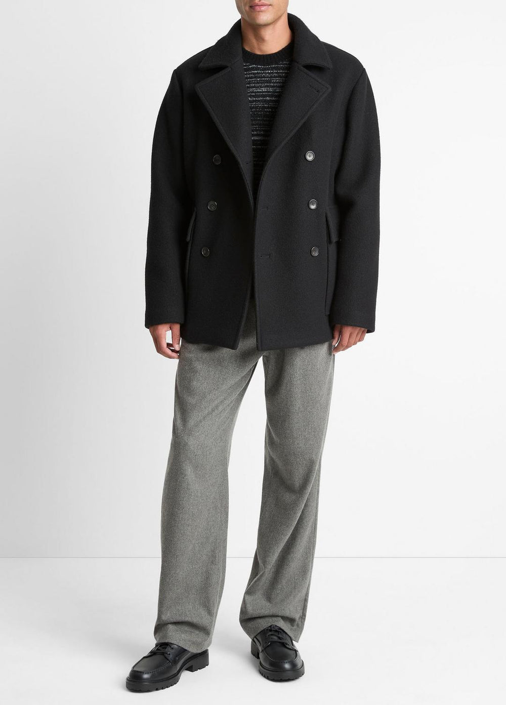 VINCE | Italian Wool-Blend Peacoat in Coats - BLACK