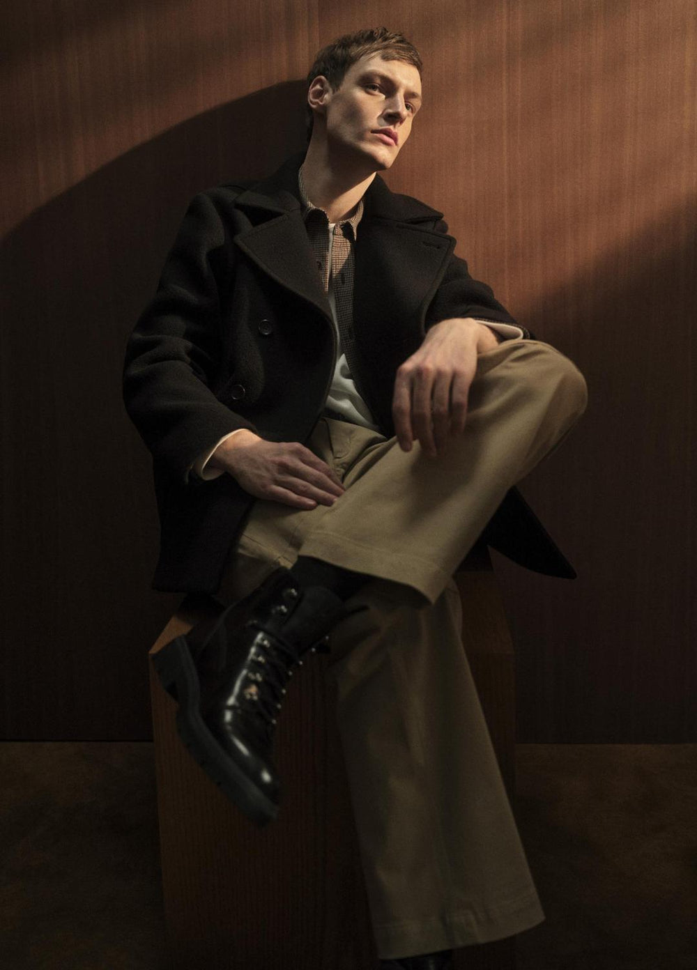 VINCE | Italian Wool-Blend Peacoat in Coats - BLACK