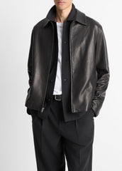VINCE | Leather Zip-Up Jacket in Leather Jackets - BLACK