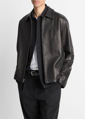 VINCE | Leather Zip-Up Jacket in Leather Jackets - BLACK