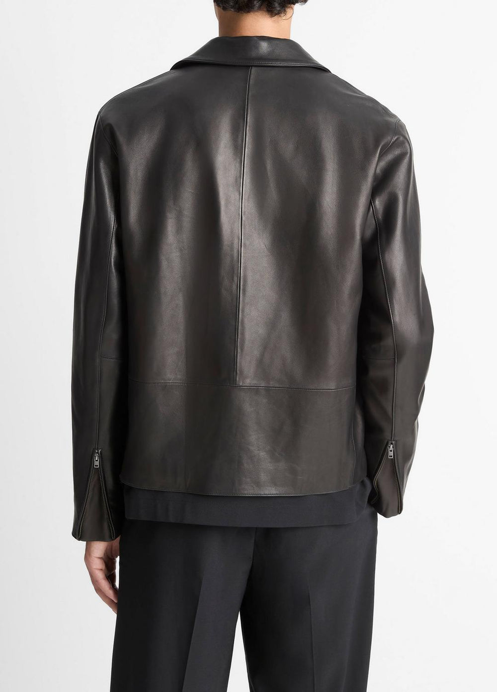 VINCE | Leather Zip-Up Jacket in Leather Jackets - BLACK