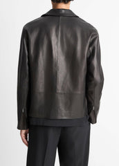 VINCE | Leather Zip-Up Jacket in Leather Jackets - BLACK