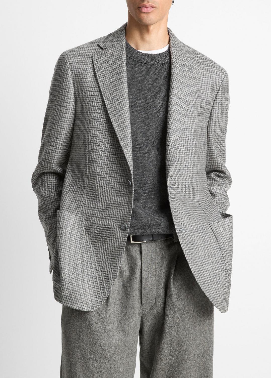 VINCE | Houndstooth Cashmere Relaxed Sport Coat in Blazers - GREY/BROWN