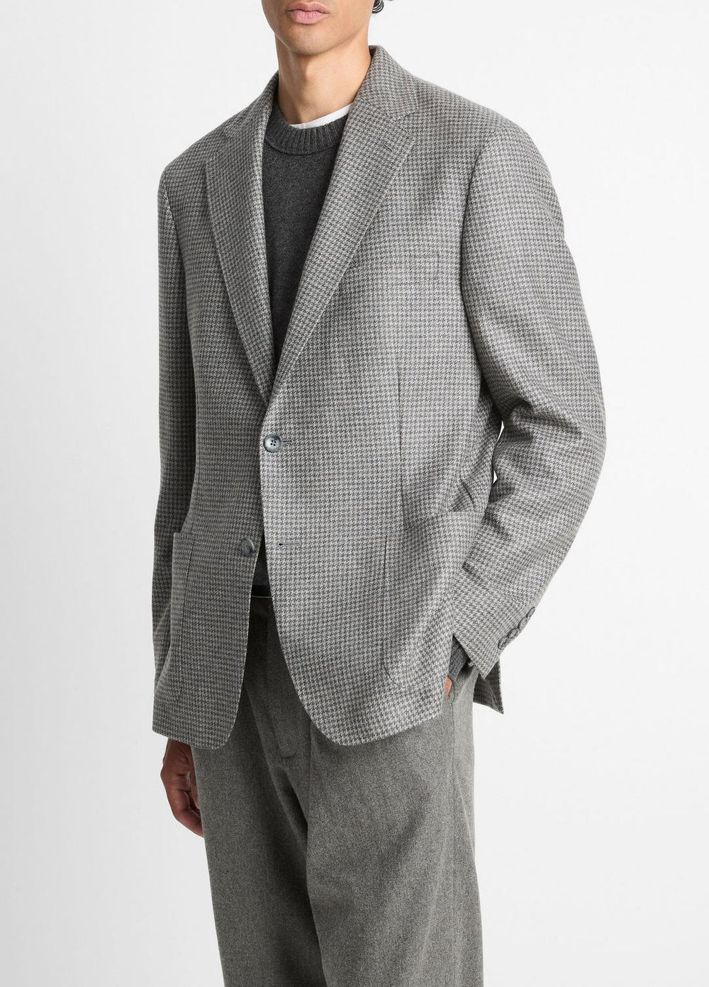 VINCE | Houndstooth Cashmere Relaxed Sport Coat in Blazers - GREY/BROWN