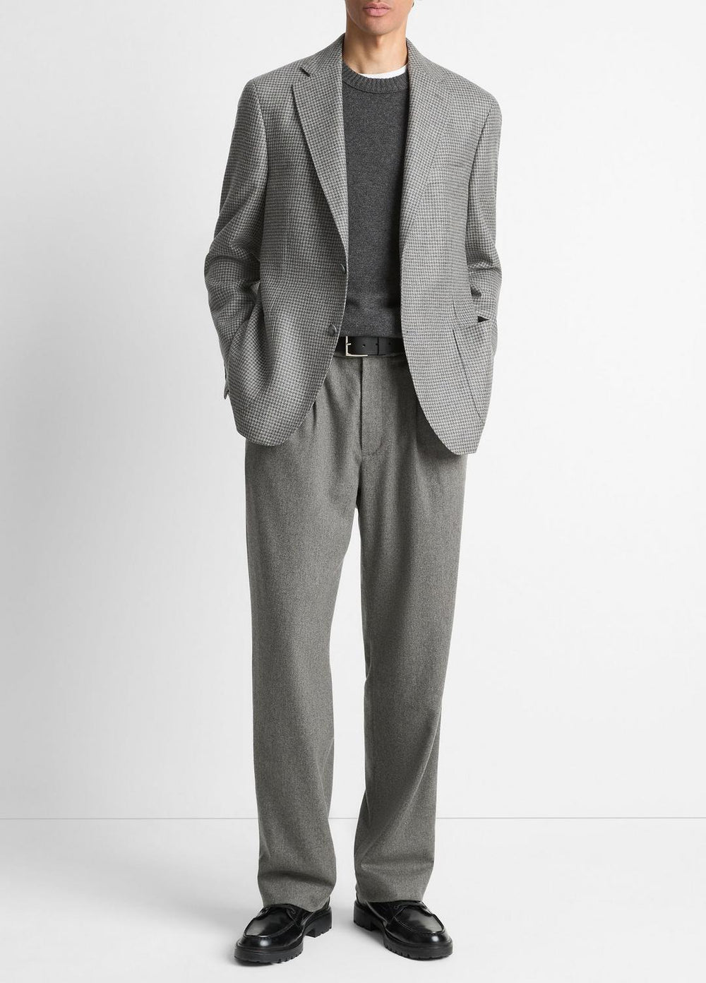 VINCE | Houndstooth Cashmere Relaxed Sport Coat in Blazers - GREY/BROWN