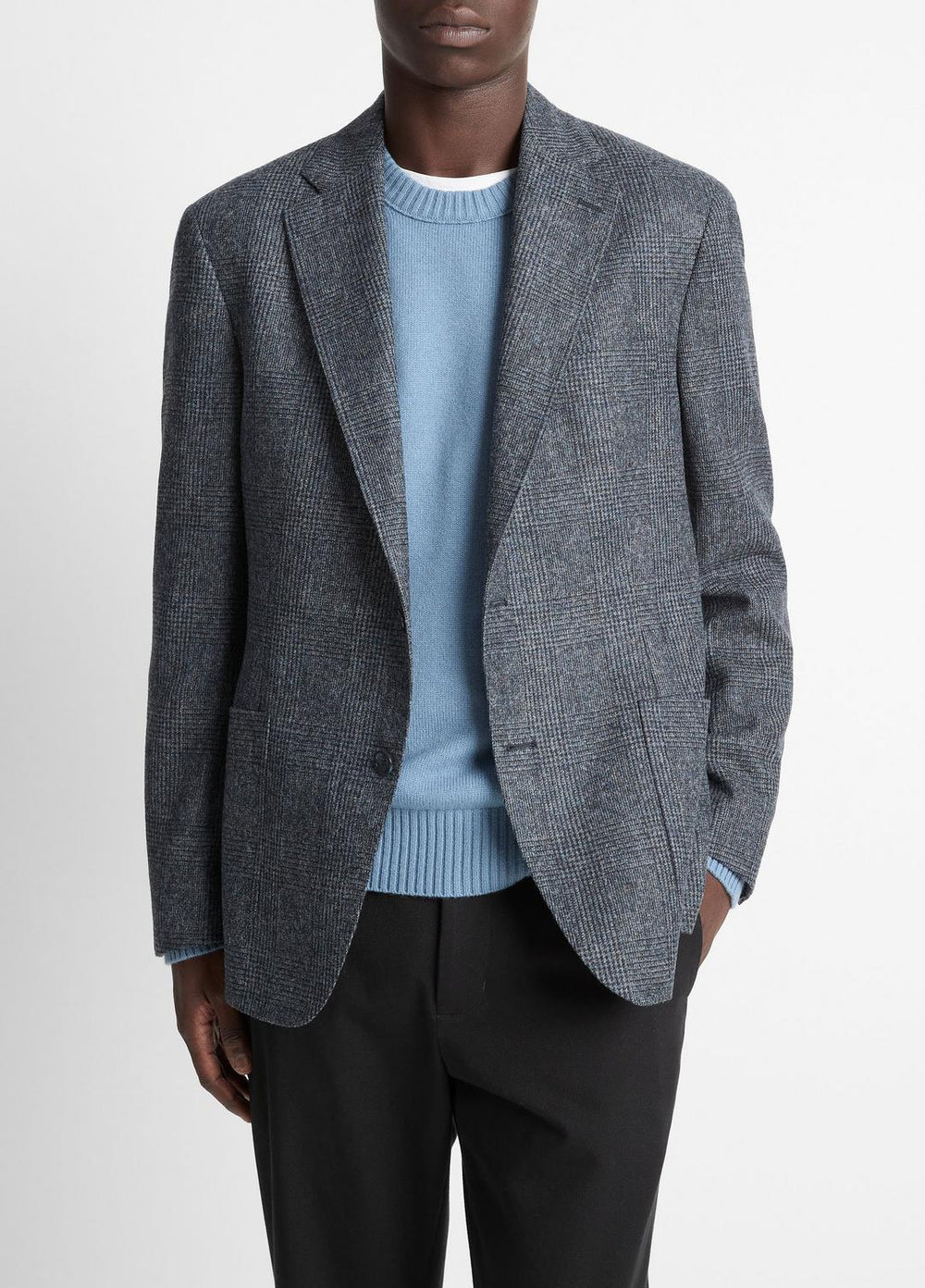 VINCE | Plaid Alpaca-Blend Relaxed Sport Coat in Blazers - NAVY/BLUE