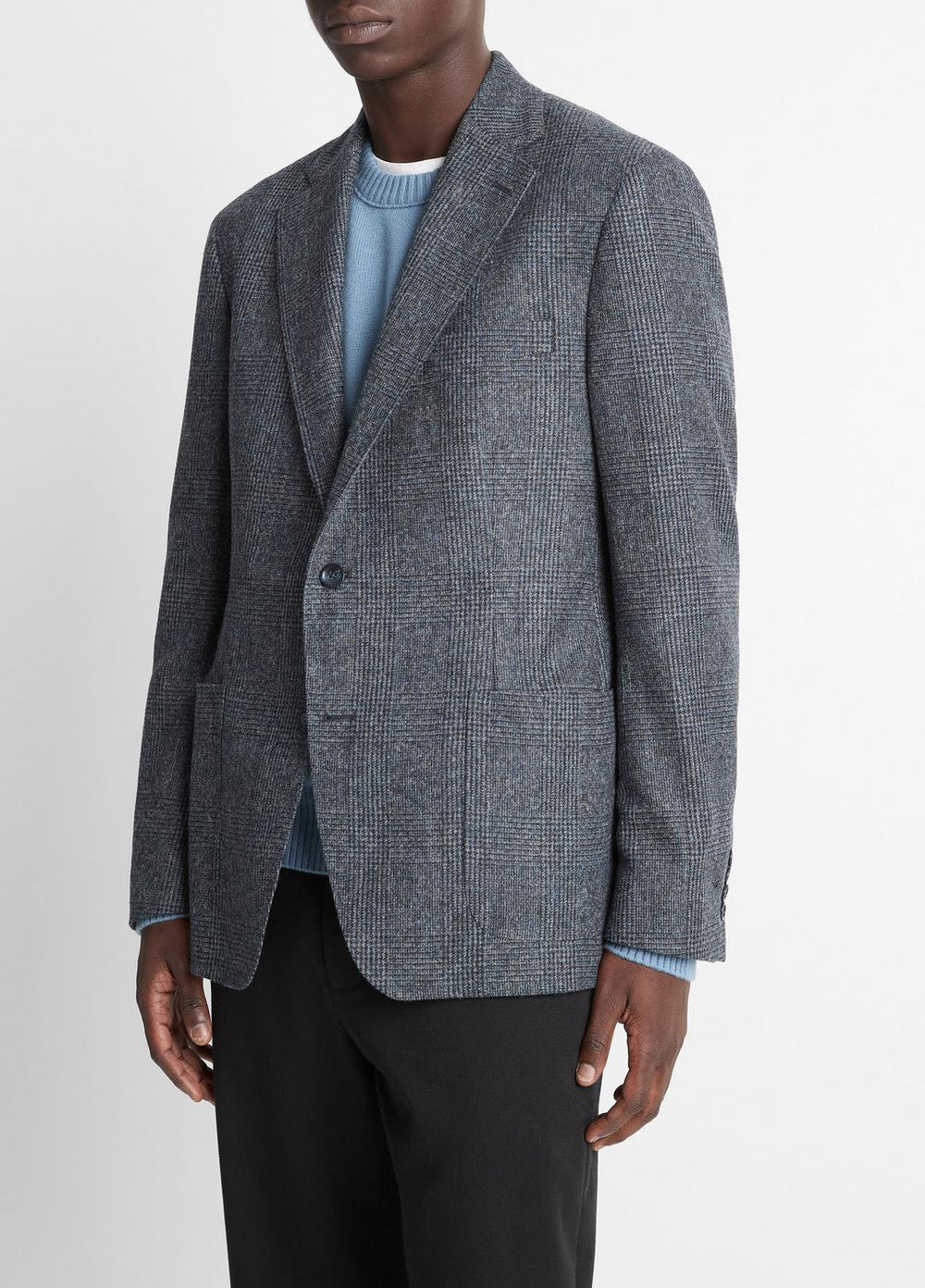 VINCE | Plaid Alpaca-Blend Relaxed Sport Coat in Blazers - NAVY/BLUE