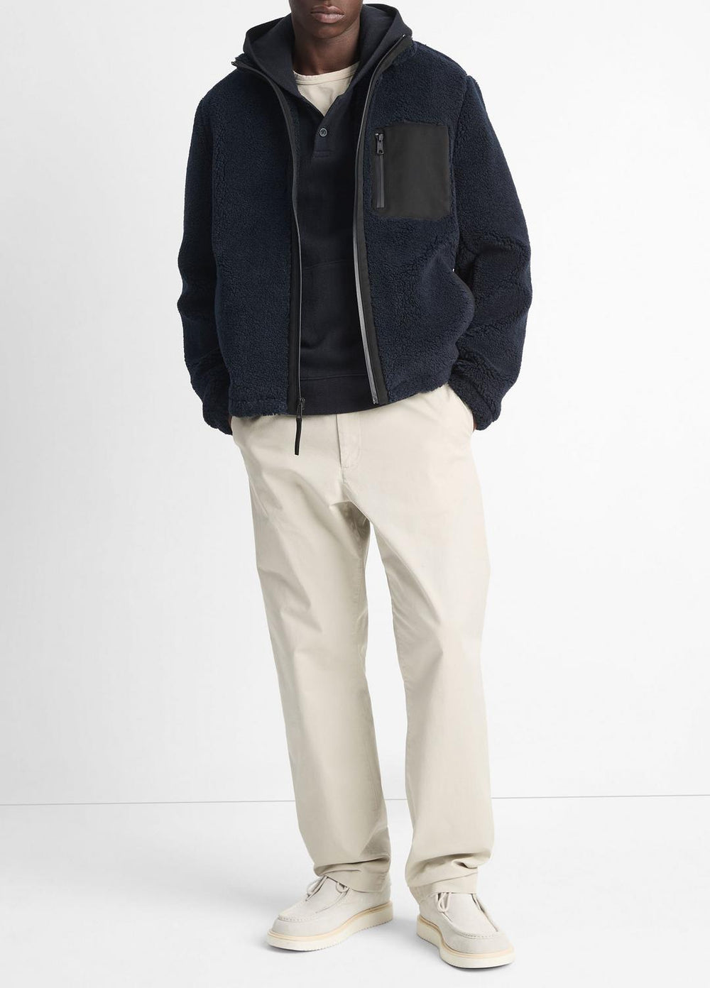 VINCE | Sherpa Zip Jacket in Jackets - COASTAL BLUE