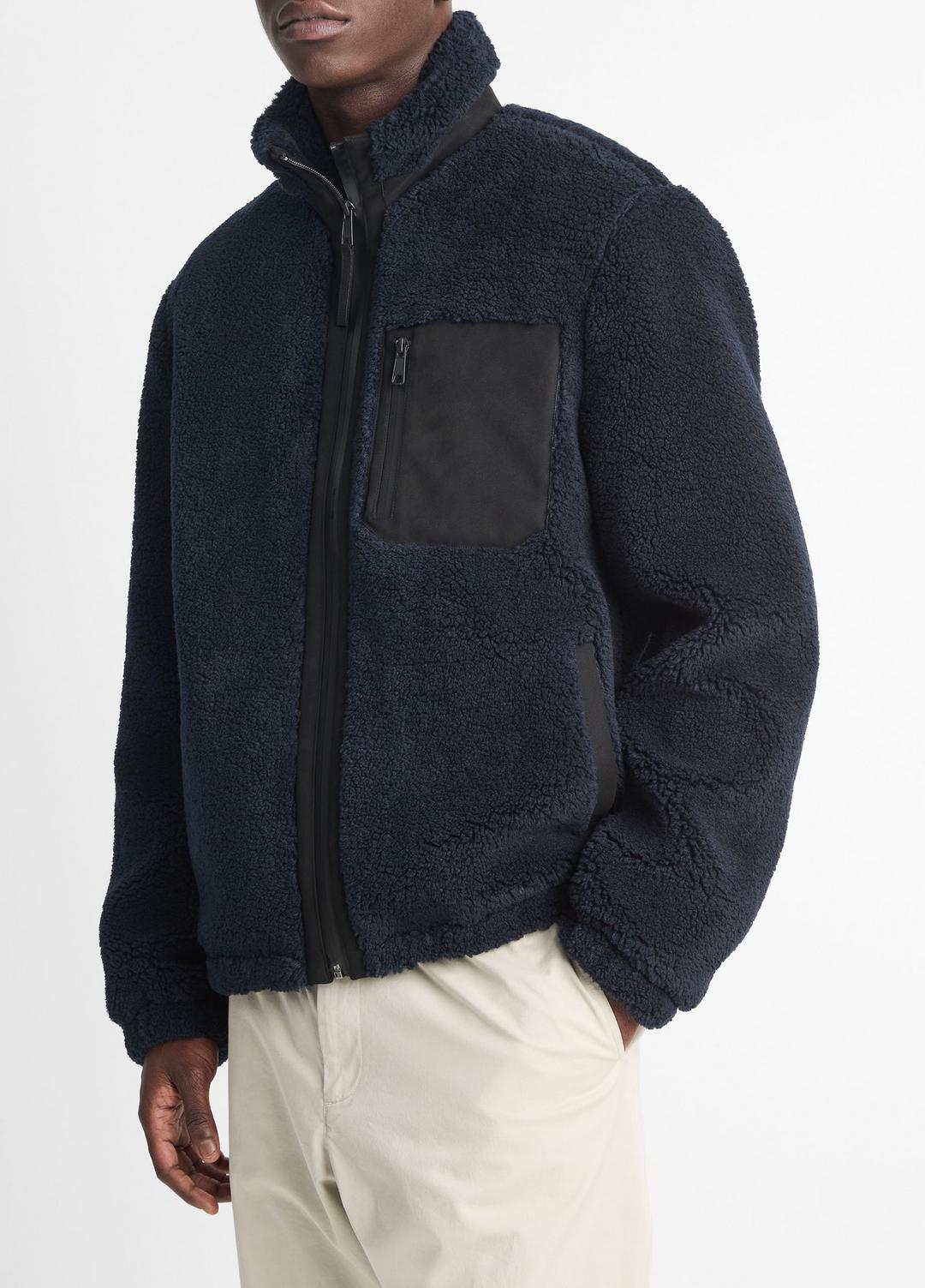 VINCE | Sherpa Zip Jacket in Jackets - COASTAL BLUE