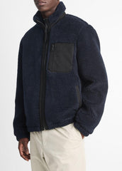 VINCE | Sherpa Zip Jacket in Jackets - COASTAL BLUE