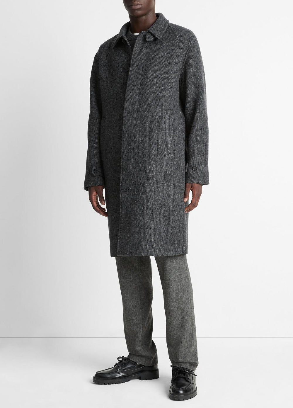 VINCE | Italian Wool-Blend Balmacaan Coat in Coats - HEATHER CHARCOAL