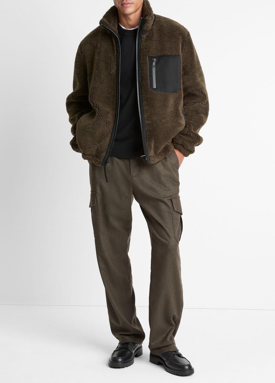 VINCE | Sherpa Zip Jacket in Jackets - DARK LEAF