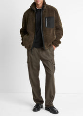 VINCE | Sherpa Zip Jacket in Jackets - DARK LEAF