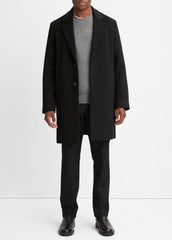 VINCE | Classic Italian Wool-Blend Coat in Jackets & Outerwear - BLACK