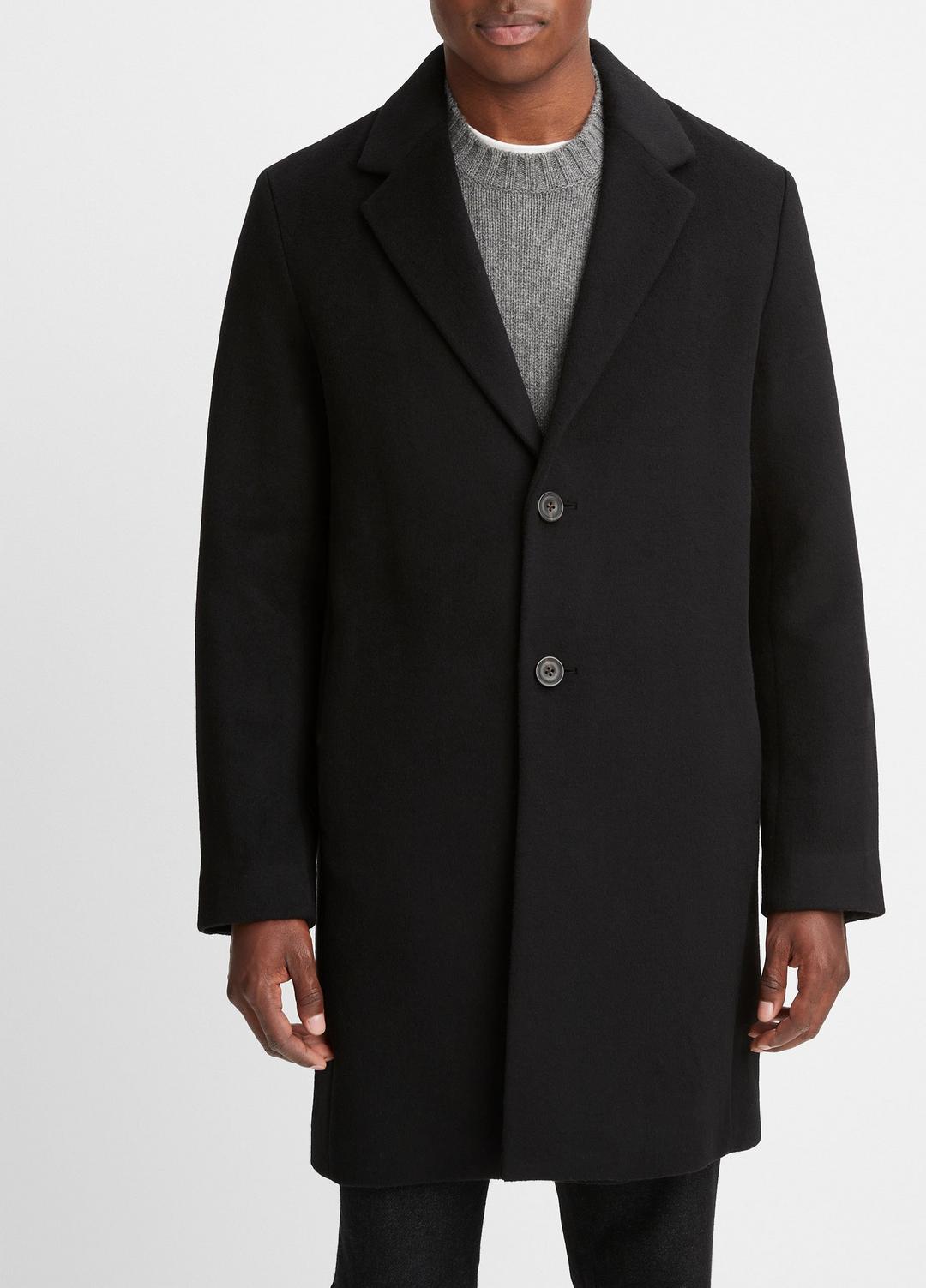 VINCE | Classic Italian Wool-Blend Coat in Jackets & Outerwear - BLACK