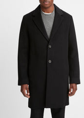 VINCE | Classic Italian Wool-Blend Coat in Jackets & Outerwear - BLACK