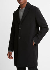 VINCE | Classic Italian Wool-Blend Coat in Jackets & Outerwear - BLACK