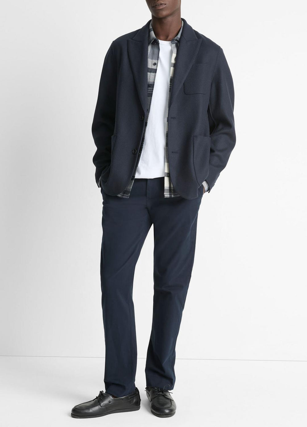 VINCE | Italian Splittable Wool-Blend Blazer in Jackets & Outerwear - COASTAL BLUE